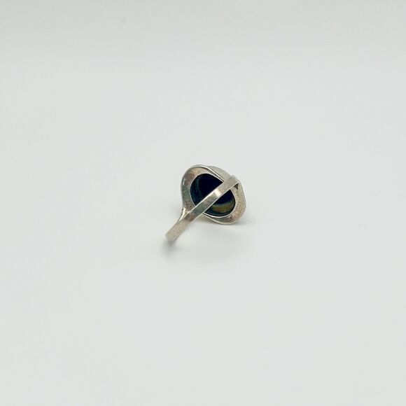 Vintage 925 Sterling Silver Black Onyx Oval Ring Size 6.5 Modernist - Picture 5 of 8